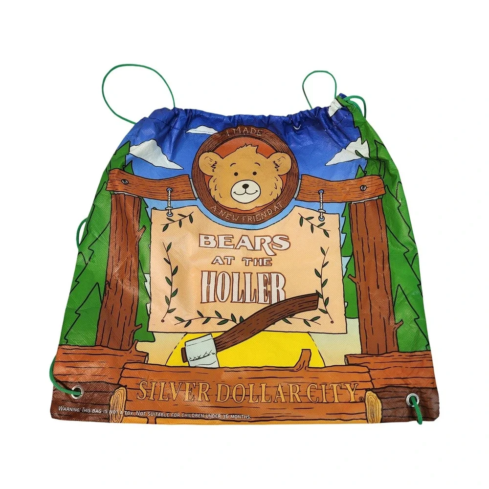 Silver Dollar City Bears at the Holler Drawstring Cinch Bag Souvenir‎ Branson MO